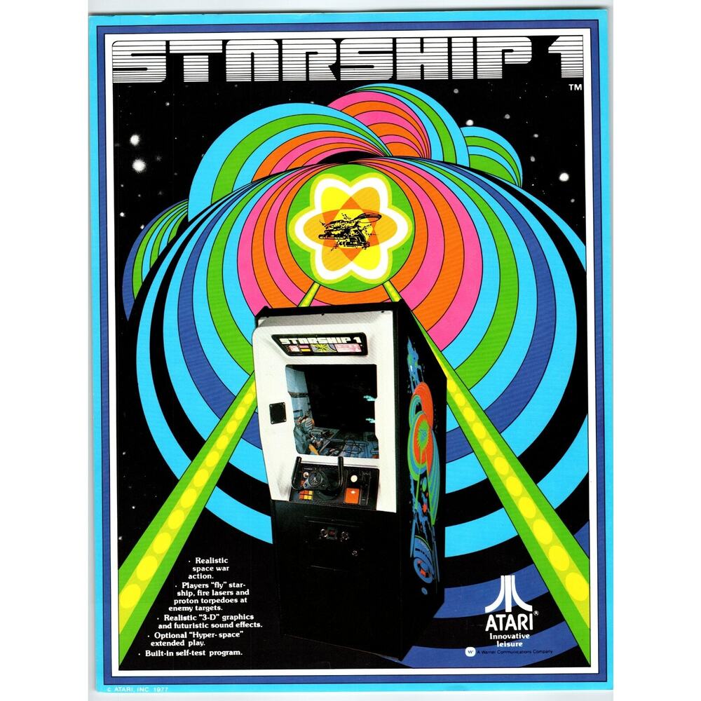 Starship 1 Vintage Video Arcade Game Flyer 1977 Original Space Age 8.5" x 11"